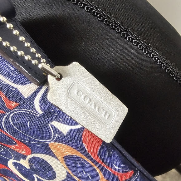 Navy Red Coach Signature Legacy Crossbody Vacation Purse Travel Resort Preppy - Picture 3 of 13